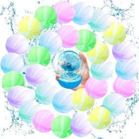 MOYKSRR Globos de Agua Reutilizables, 30 Piezas Globos de Agua Reutilizables Silicona, Bombas de Agua, Globos de Agua colores