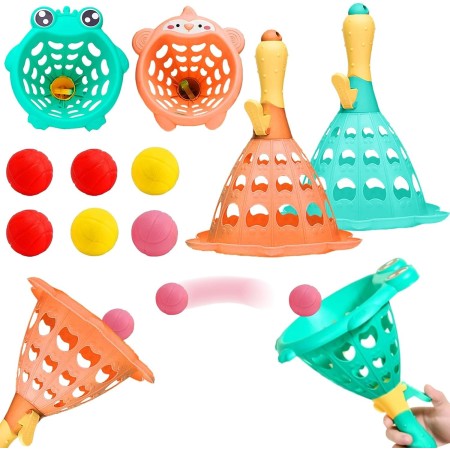 Captura Bolas Raqueta Set, Juego de Bola y Lanzamiento Playa Agua Jardin Exterior Interior Piscina Terraza, 4 Palas y 4 Bolas