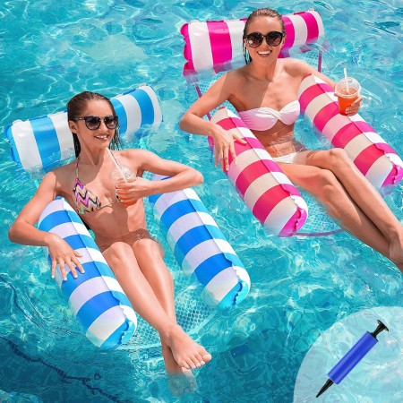 MLRYH 2Pcs Hamaca de Agua, 4 -En- 1 Tumbona Hinchable, Colchoneta Flotante Plegable, Flotador, Juguetes para la Piscina Verano