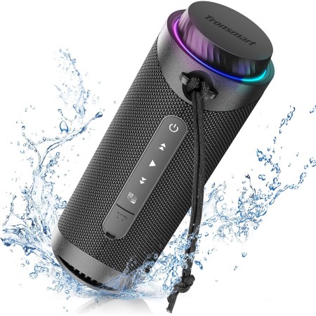 Tronsmart T7 Altavoz Portátil Bluetooth 5.3, Luces Led y Protección Agua IPX7, Graves Potentes con Sonido Stereo 360° de Alta