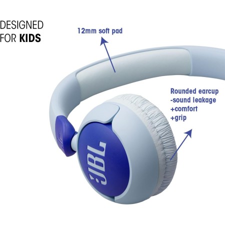 JBL Junior 320, Auriculares supraaurales para niños, con micrófono Integrado, Safe Sound, volúmen hasta 85 dB, Almohadillas