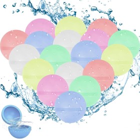 Kezidhp 18 Piezas Globos de Agua Reutilizables, Bolas de Agua Recargables de Llenado Rápido, Autosellantes, para Niños y