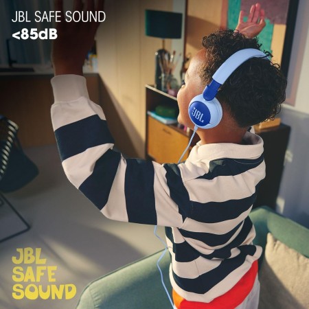 JBL Junior 320, Auriculares supraaurales para niños, con micrófono Integrado, Safe Sound, volúmen hasta 85 dB, Almohadillas