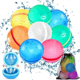 HWJPDMBD Globos de Agua Reutilizables, 8 Piezas Globos de Agua Llenado Rapido, Globos Agua Silicona, Juguetes de Verano Juegos