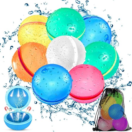 HWJPDMBD Globos de Agua Reutilizables, 8 Piezas Globos de Agua Llenado Rapido, Globos Agua Silicona, Juguetes de Verano Juegos