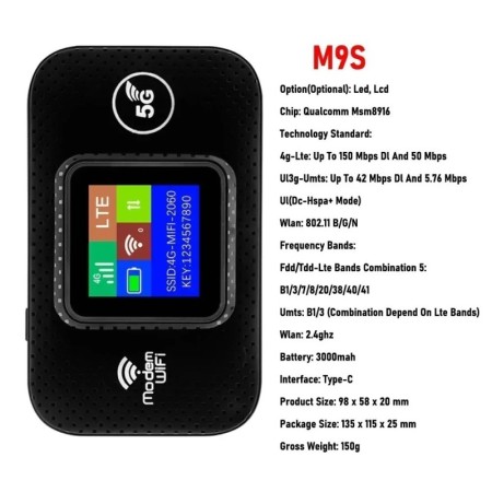 Mini módem portátil inalámbrico para exteriores, enrutador 4G Lte, Wif