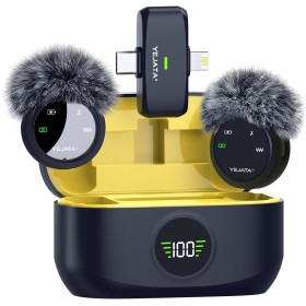 YEJATA Micrófono inalámbrico 2 en 1 para iPhone y Android, Mini micrófono con reducción de Ruido, Estuche de Carga de 40 Horas,