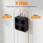 TESSAN Ladron Enchufes Plano con USB C, Enchufe Multiple 4 Schuko con 3 USB, Cargador Multiple 4000W, 7 en 1 Ladron con