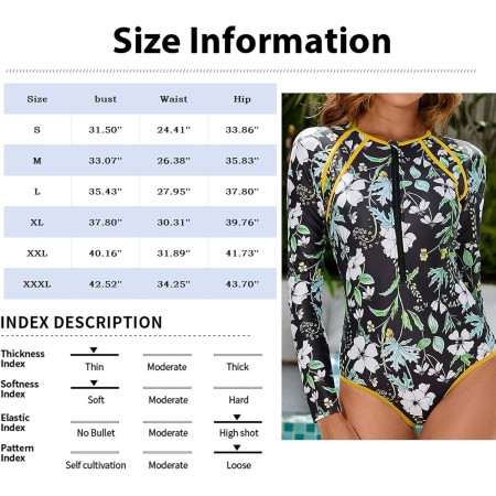 uxxnjfg Bañador Mujer Natacion Trajes de Baño 2024 Sexy Reductor Barriga Swimsuit Manga Larga Estampado Flores Bañador Brasileño