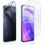 Dabuu 3 Piezas Protector de Pantalla para Realme C55 + 3 Piezas Protector de Lente de Cámara, 9H Dureza, Anti-Arañazos, HD