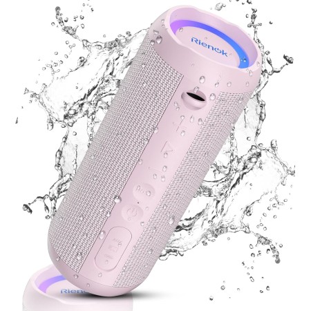 RIENOK Altavoz Bluetooth 5.3 Altavoz Inalámbrico Portátil Impermeable IPX7, Bass, Sonido Estéreo, Apoya Micro SD AUX