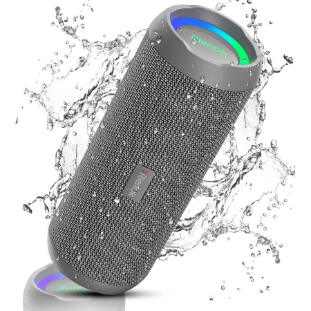 RIENOK Altavoz Bluetooth 5.3 Altavoz Inalámbrico Portátil Impermeable IPX7, Bass, Sonido Estéreo, Apoya Micro SD AUX
