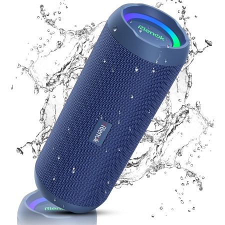 RIENOK Altavoz Bluetooth 5.3 Altavoz Inalámbrico Portátil Impermeable IPX7, Bass, Sonido Estéreo, Apoya Micro SD AUX