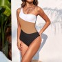 uxxnjfg Bañador Natacion Mujer Verano 2024 Reductores Barriga Swimsuit Un Hombro Color Sólido Bañadores Brasileño Deportivo