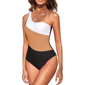 uxxnjfg Bañador Natacion Mujer Verano 2024 Reductores Barriga Swimsuit Un Hombro Color Sólido Bañadores Brasileño Deportivo