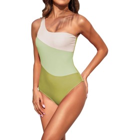 uxxnjfg Bañador Natacion Mujer Verano 2024 Reductores Barriga Swimsuit Un Hombro Color Sólido Bañadores Brasileño Deportivo