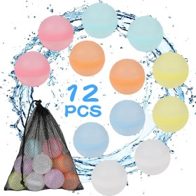 Globos de Agua Reutilizables, Diealles Shine 12 Piezas Globos de Agua, Globos Agua Juguetes de Verano Aptos para Exteriores,