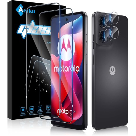 Aerku 3 Piezas Protector de Pantalla para Realme C63/Realme C61 con 3 Piezas Protector de Lente de Cámara, 0.33MM HD 9H Ultra