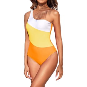 uxxnjfg Bañador Natacion Mujer Verano 2024 Reductores Barriga Swimsuit Un Hombro Color Sólido Bañadores Brasileño Deportivo