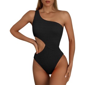 uxxnjfg Bañador Natacion Mujer Verano 2024 Reductores Barriga Swimsuit Un Hombro Color Sólido Bañadores Brasileño Deportivo