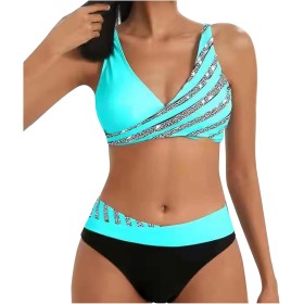 uxxnjfg Bikinis Mujer 2024 Push Up Traje de Baño Mujer Dos Piezas Reductor con Lazo Acolchado Deportivo Verano Bañadores Arena