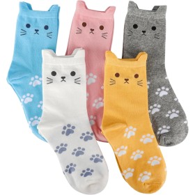 Rebundex 5 Pares Calcetines Gatos Mujer Divertidos Calcetines Algodon Regalos Originales para Mujer Regalos para Gatos Amantes