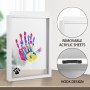 Auauraintt 4 piezasKit de Huellas de Manos Familiares,Marco de fotos de recuerdo para recién nacidos, marco artesanal de madera,