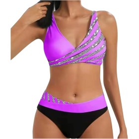 uxxnjfg Bikinis Mujer 2024 Push Up Traje de Baño Mujer Dos Piezas Reductor con Lazo Acolchado Deportivo Verano Bañadores Arena