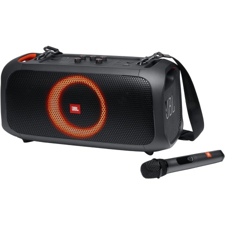 JBL PartyBox On-The-Go Altavoz portátil Bluetooth con sonido potente JBL para tus fiestas, con un show de luces y micrófono