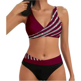 uxxnjfg Bikinis Mujer 2024 Push Up Traje de Baño Mujer Dos Piezas Reductor con Lazo Acolchado Deportivo Verano Bañadores Arena