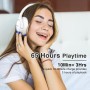 Uliptz - Auriculares Bluetooth 5.3 con Micro, 65 h de autonomía, 6 Modos de Sonido EQ, estéreo, Alta fidelidad, inalámbricos,