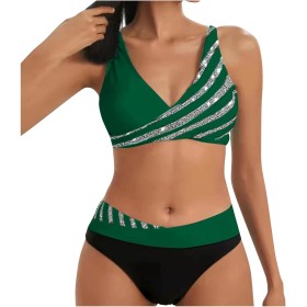uxxnjfg Bikinis Mujer 2024 Push Up Traje de Baño Mujer Dos Piezas Reductor con Lazo Acolchado Deportivo Verano Bañadores Arena