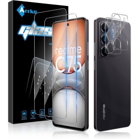 Aerku 2 Piezas Protector de Pantalla para Realme C75 4G / Realme 14X 5G con 2 Piezas Protector de Lente de Cámara, 0.33MM HD 9H