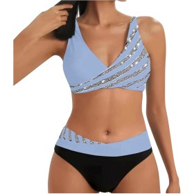 uxxnjfg Bikinis Mujer 2024 Push Up Traje de Baño Mujer Dos Piezas Reductor con Lazo Acolchado Deportivo Verano Bañadores Arena