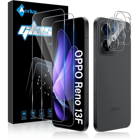 Aerku 2 Piezas Protector de Pantalla para Realme C75 4G / Realme 14X 5G con 2 Piezas Protector de Lente de Cámara, 0.33MM HD 9H