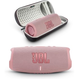 JBL Charge 5 - Altavoz Bluetooth portátil con funda rígida Megen de viaje con IP67 impermeable y salida de carga USB (rosa)