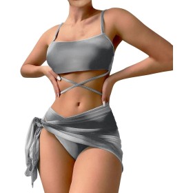 uxxnjfg Bikinis Mujer 2024 Push Up Traje de Baño Mujer 3 Piezas Reductores de Flores Impresión Deportivo Brasileño Bañador Surf
