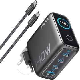Anker Cargador USB C Carga Rapida 140W, Carga rapida de 4 Puertos, diseño intuitivo y Compatible con MacBook, iPhone 16/15,