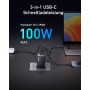 Anker Prime Cargador USB C Carga Rapida 100 W, Cargador GAN, Compacto y Plegable con 3 Puertos, para MacBook Pro/Air, iPad Pro,