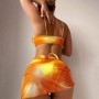 uxxnjfg Bikinis Mujer 2024 Push Up Traje de Baño Mujer 3 Piezas Reductores de Flores Impresión Deportivo Brasileño Bañador Surf