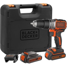 BLACK+DECKER Taladro percutor sin escobillas de 18V y 2 marchas, 28.000 BPM, 52Nm de par, incluye 2 baterías de 1,5Ah, cargador