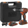 BLACK+DECKER Taladro percutor sin escobillas de 18V y 2 marchas, 28.000 BPM, 52Nm de par, incluye 2 baterías de 1,5Ah, cargador