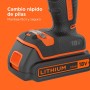 BLACK+DECKER Taladro percutor sin escobillas de 18V y 2 marchas, 28.000 BPM, 52Nm de par, incluye 2 baterías de 1,5Ah, cargador