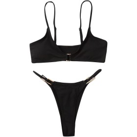 uxxnjfg Bikini Sexy Mujer Tanga Traje de Baño Mujer Dos Piezas 2024 Reductor Micro Mini Bikinis con Parte Inferior Descarada