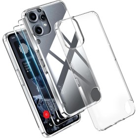 Effcotuo Funda para Nothing Phone CMF Phone 2 Pro Cover con 2 Protector de Pantalla Cristal Templado Case Transparente