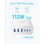Anker Cargador USB-C, Estación de Carga de 6 Puertos con Salida de 112 W, para iPhone 16/16 Plus/16 Pro/16 Pro Max/15/14/13