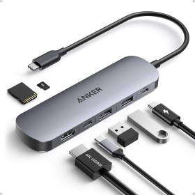 Anker Hub USB C, 7-in-1 Multi-Port USB Adapter for Laptops, 4K@60Hz USB C to HDMI Splitter, 100W MAX Power Delivery, 3xUSBA & C