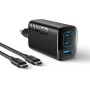 Anker Cargador USB C Carga Rapida 67 W, Cargador iPhone Carga rápida con PIQ 3.0, Compacto y con 3 Puertos para iPhone16/15,