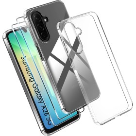 Effcotuo Funda para Samsung Galaxy A26 5G Cover con 2 Protector de Pantalla Cristal Templado Case Transparente Protectora de