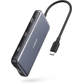 Anker 555 USB-C Hub (8 en 1) PowerExpand Adapter, 100W Power Delivery, 4K 60Hz HDMI, 10Gbps USB-C & 2 Puertos USB-A,Puerto